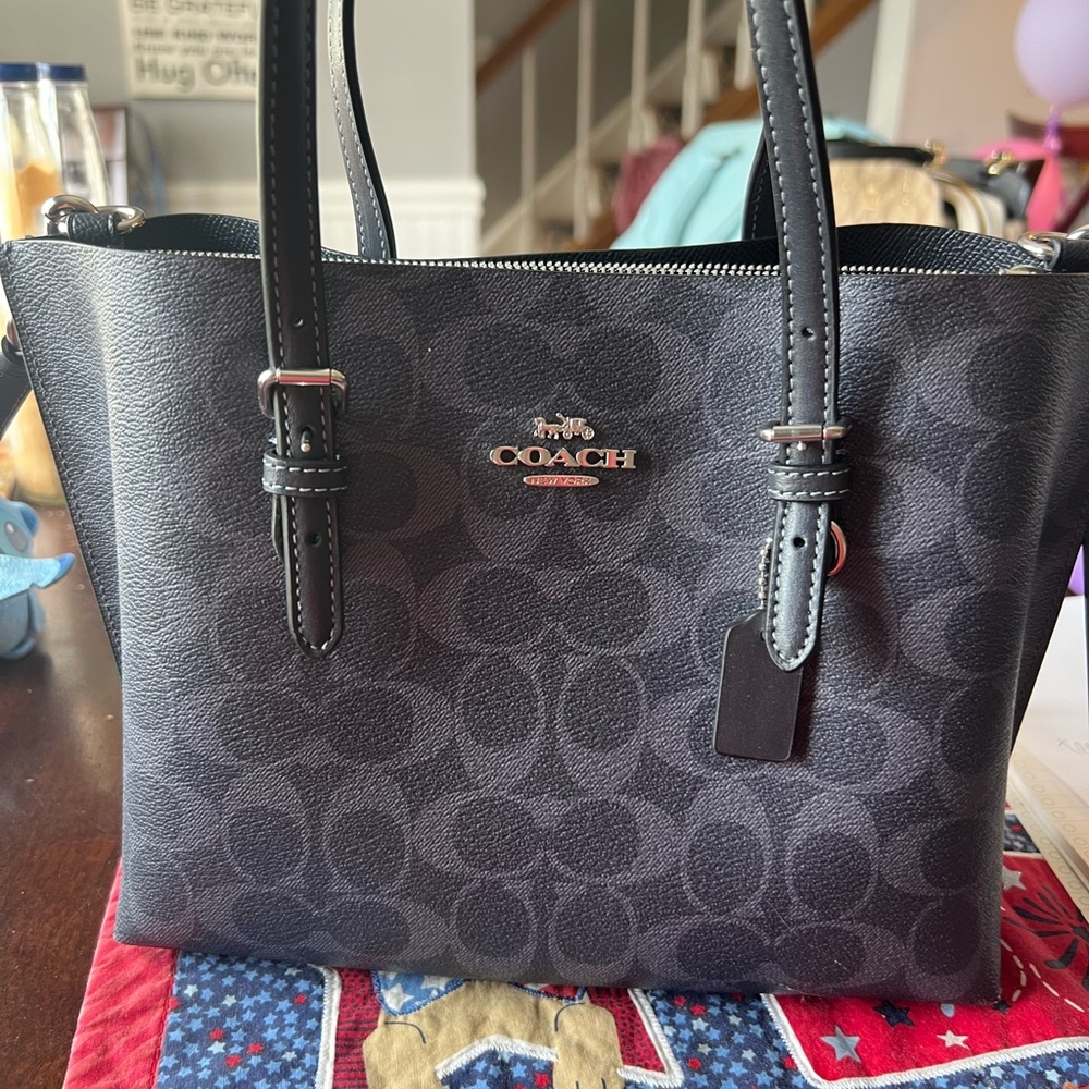 Coach Navy and Gray Signature Mollie Tote